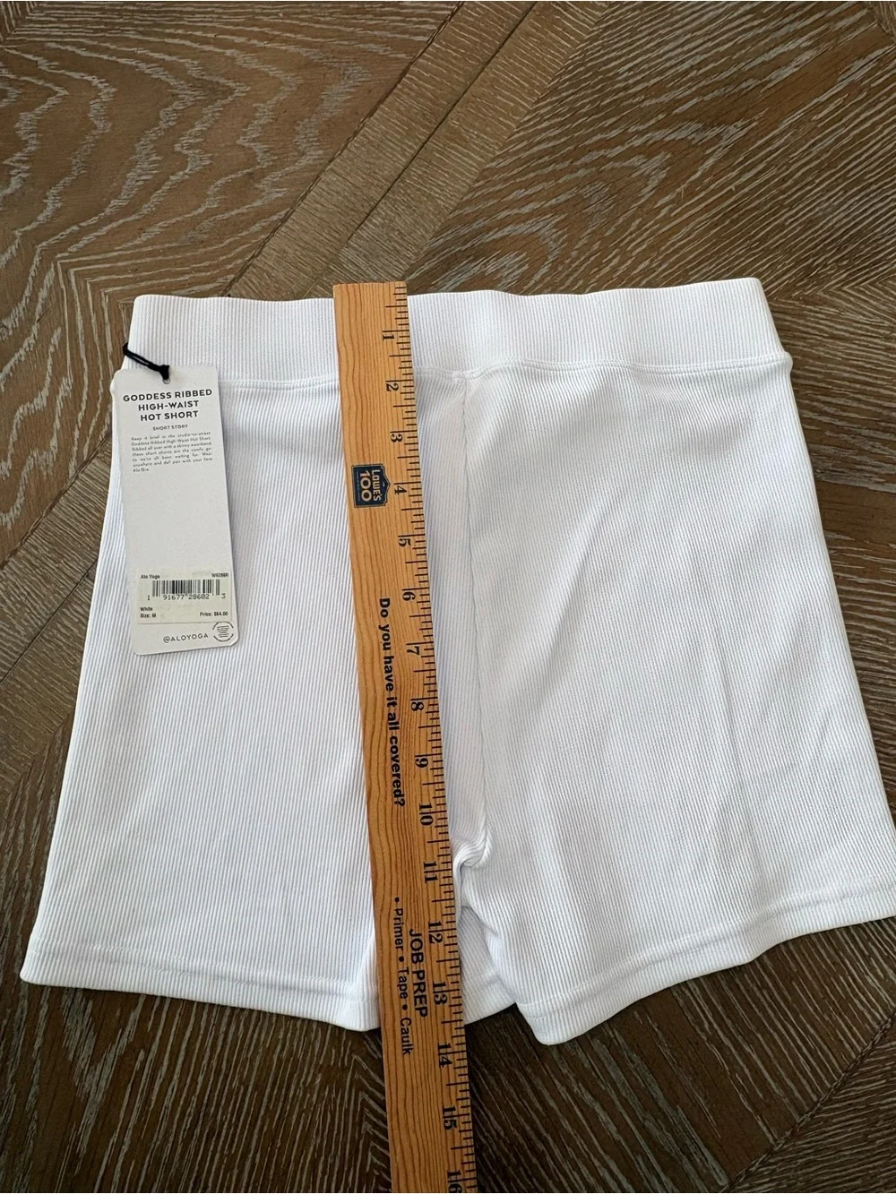 ALO YOGA GODDESS RIBBED HIGH - WAIST HOT SHORT WHITE Medium NWT A185